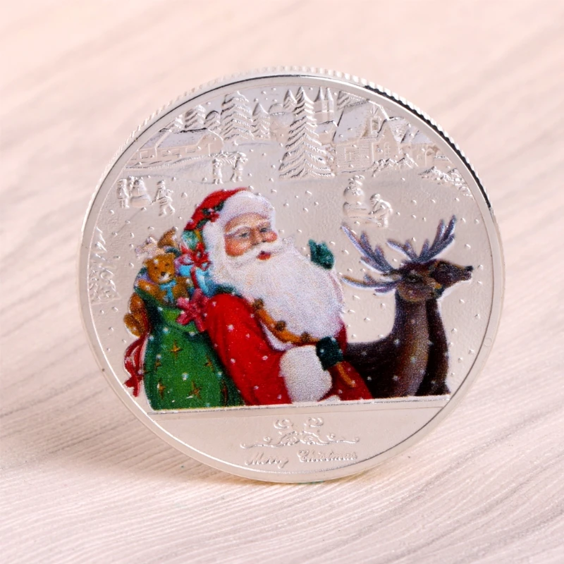 

Merry Christmas Santa Claus Deer New Year Commemorative Coin Elderly Reindeer Commemorative Coins Gift Souvenir Decor