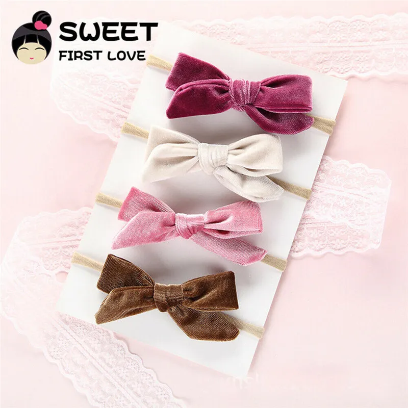 2020 Baby Kids Girls Velvet Bowknot Headwear Hair Accessories Solid Headband Band | Детская одежда и обувь