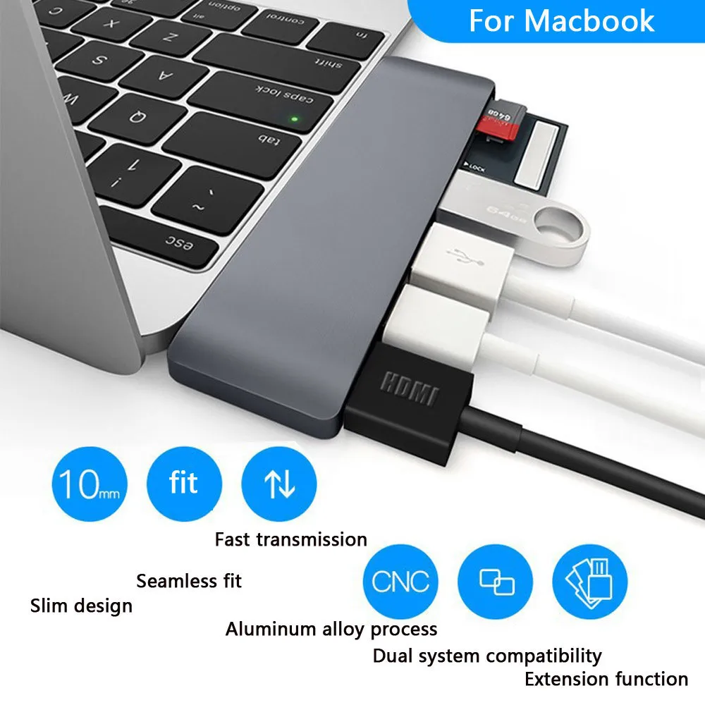 USB 3 0 концентратор Type C к 4K * 2K HDMI зарядное устройство для чтения карт адаптер MacBook Pro
