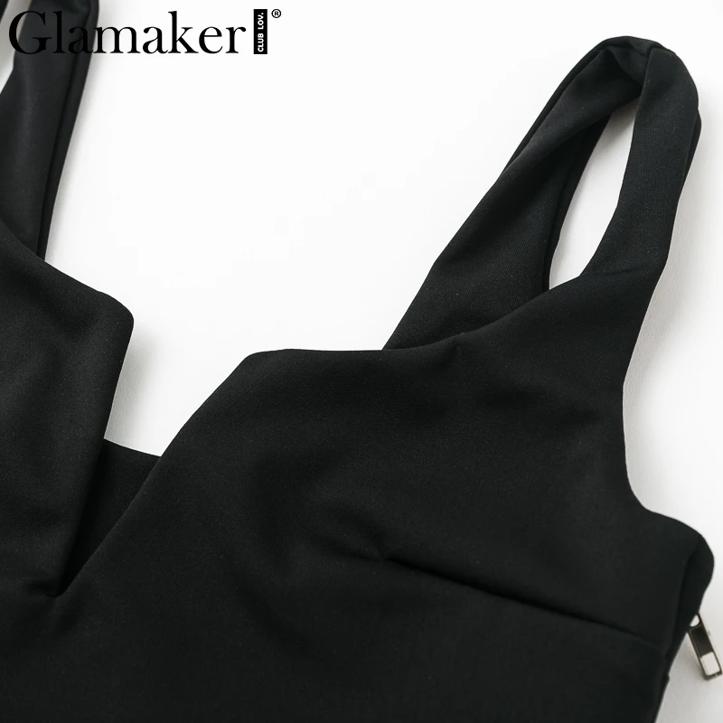Glamaker, черный, глубокий v-образный вырез, сексуальный топ, женский, белый, на бретелях, короткий, короткий, женский, красный, летний, без рукавов, вечерние клубный Топ, cami
