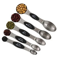 magnetic 5sizes measuring double measuring spoons stainless steel measuring dry and liquid ingredient baking scale spoon