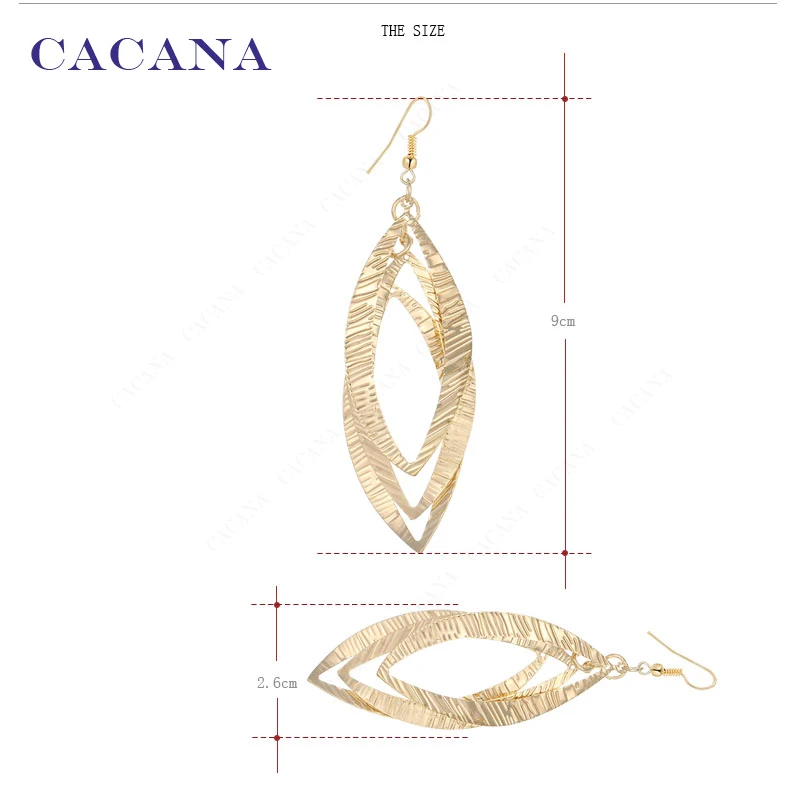 Длинные серьги CACANA для женщин овальная блестящая бижутерия Лидер продаж No. A584 A585 |