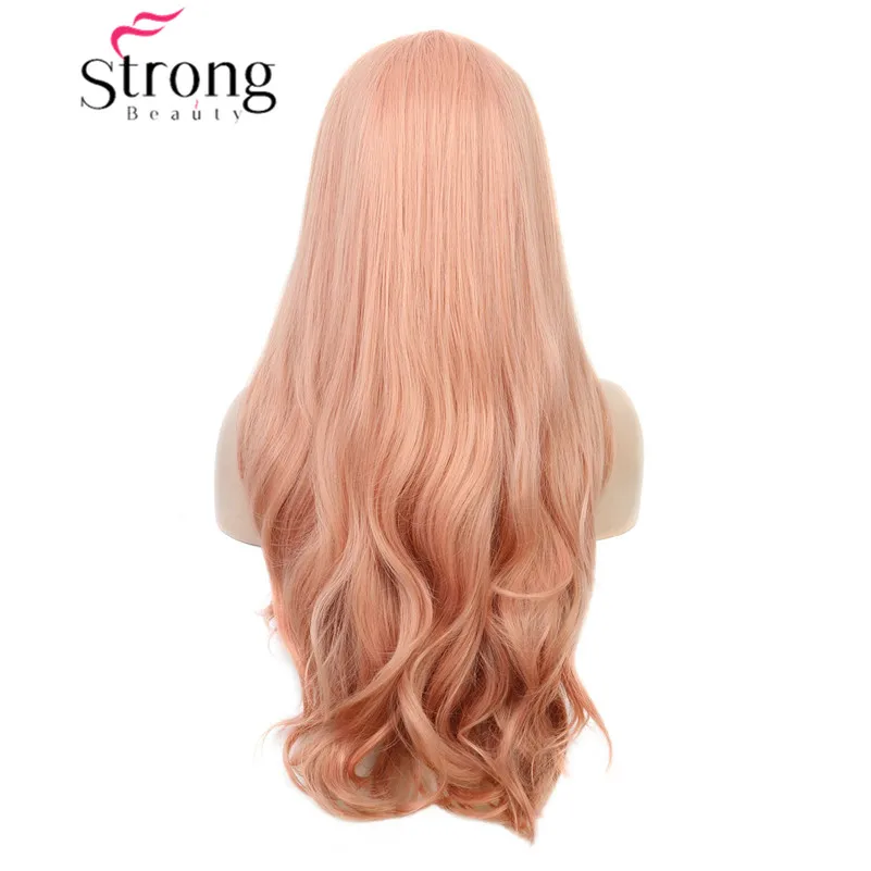 StrongBeauty парики на кружеве розовые парики для женщин синтетический розовый парик длинные волнистые 26 дюймов