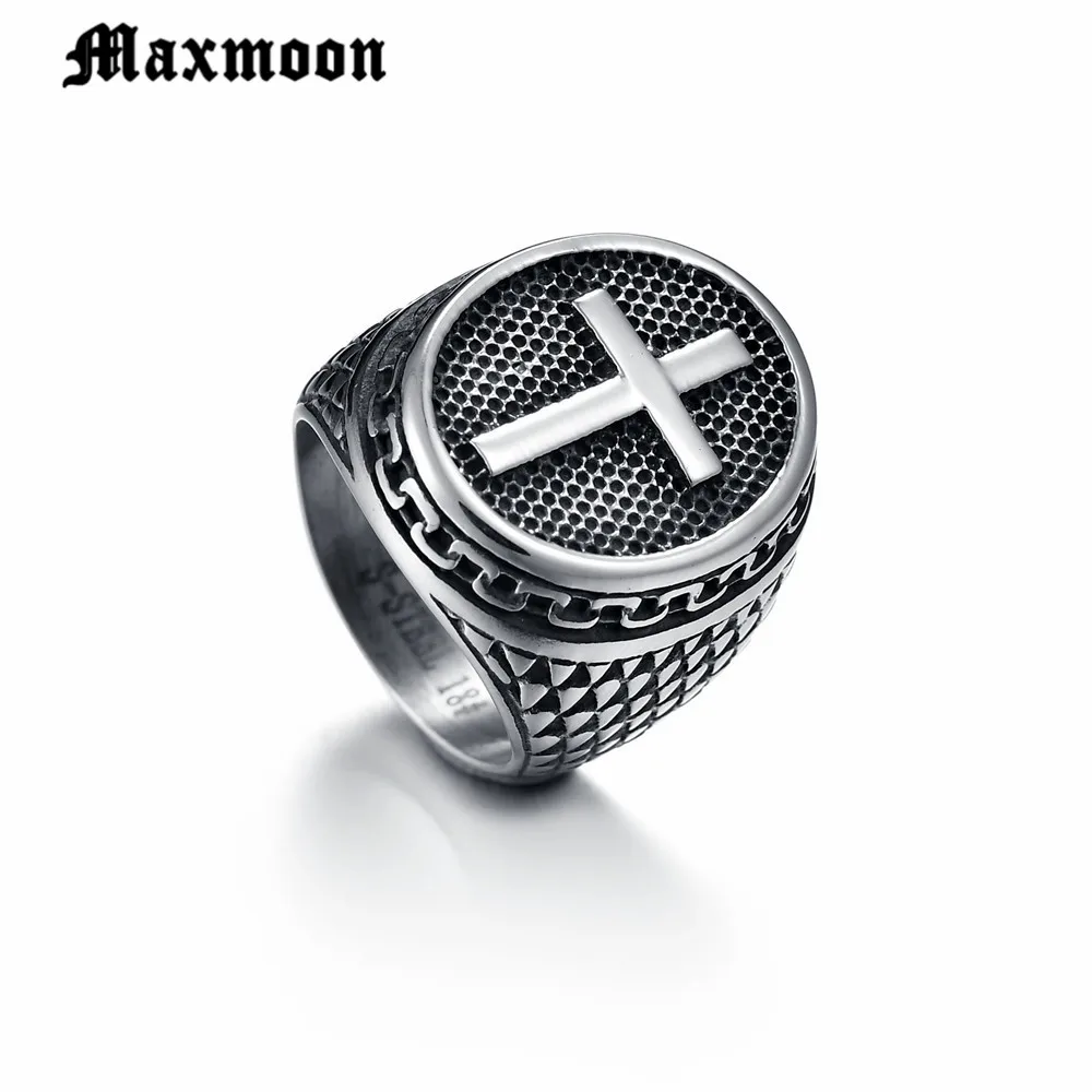 Maxmoon Knight Templar Crusaders логотип мужские кольца перстни крест титановая сталь