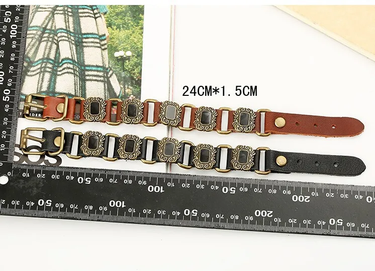 Унисекс браслеты античная бронза из натуральной кожи с оформлением разных