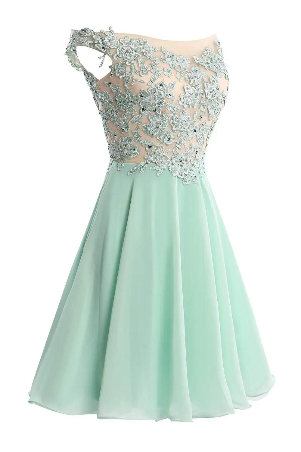 Женское шифоновое платье подружки невесты до колена с кружевной аппликацией и