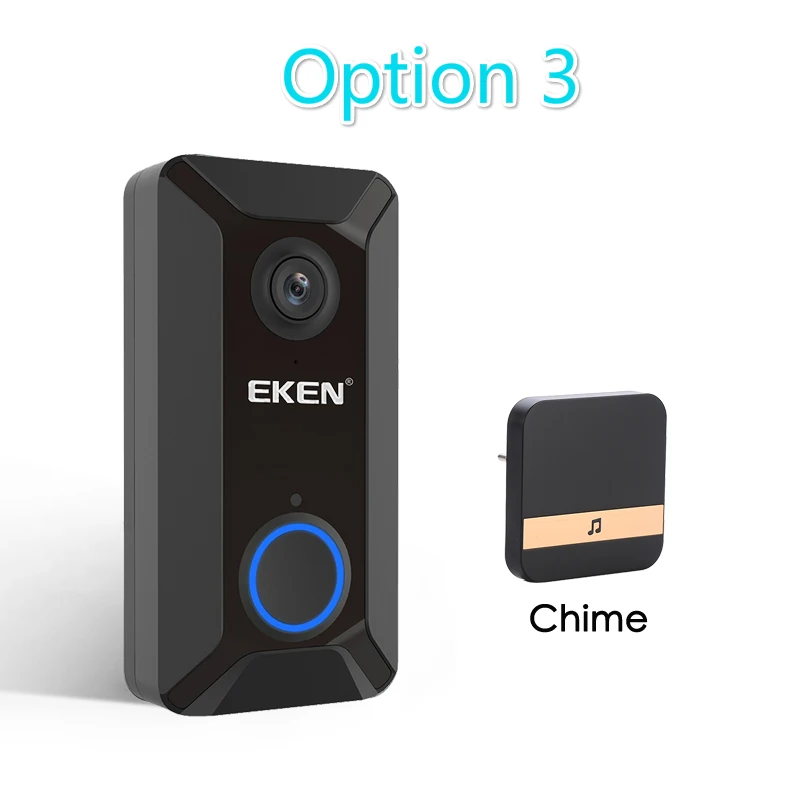 Eken V6 смарт WiFi видео дверной звонок камера визуальный домофон с колокольчиком ночного видения IP дверной звонок беспроводная домашняя камера безопасности - Цвет: Option 3