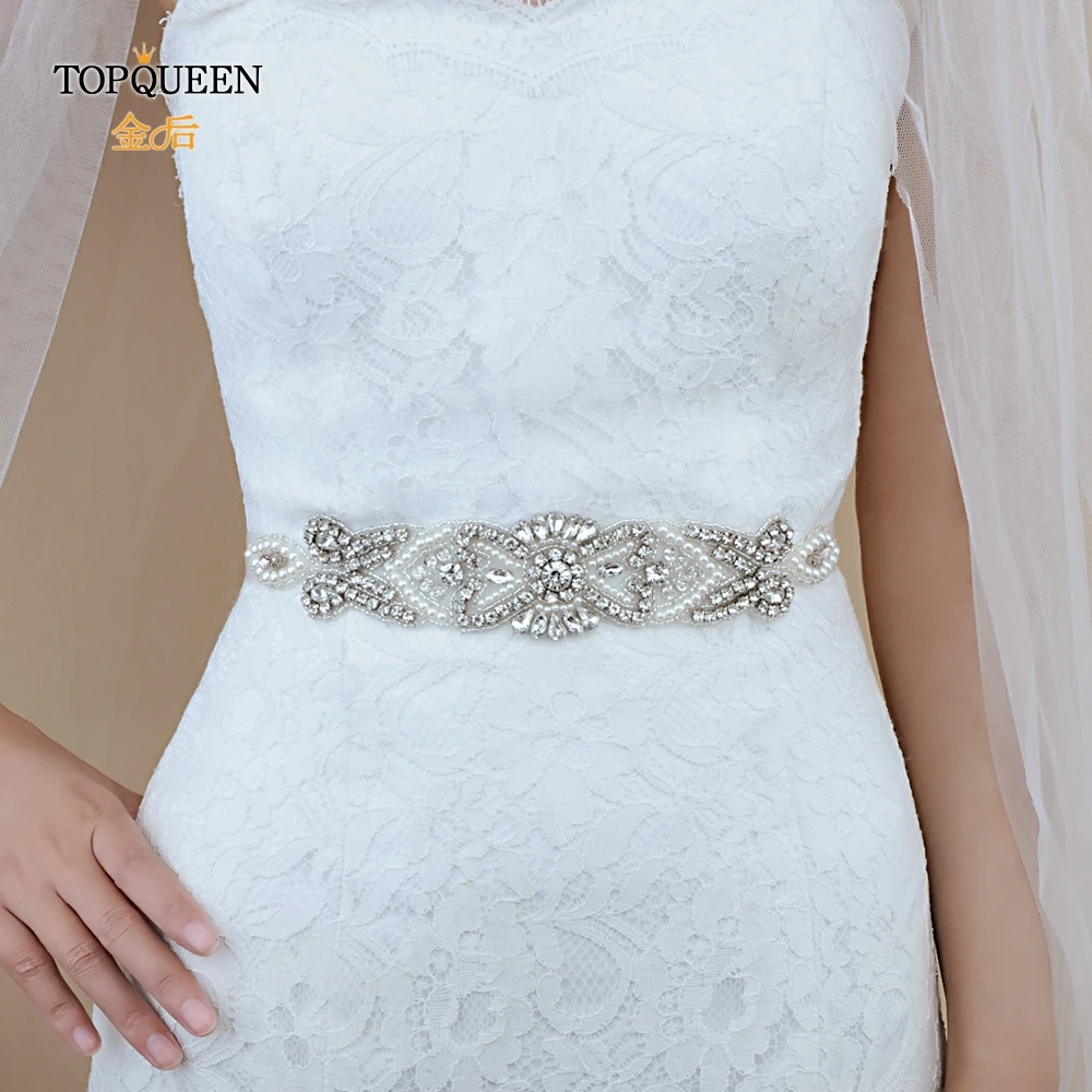 TOPQUEEN S208 пояс со стразами и блестками свадебный пояс модные ремни свадебный пояс жемчужный свадебный пояс драгоценный Пояс Свадебные аксессуары