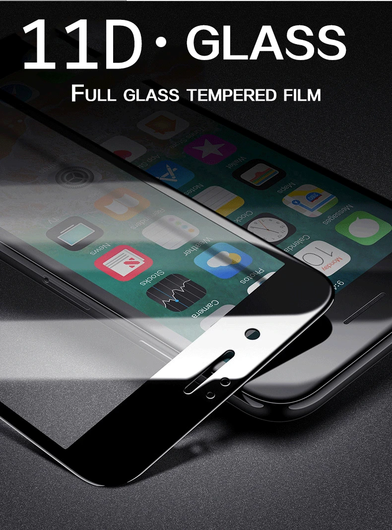 11D Защитное стекло для iphone 6 7 6S 8 plus X XS MAX стекло для iphone 7 6 8 X R XS MAX защита экрана iphone 7 6 8 glass flim