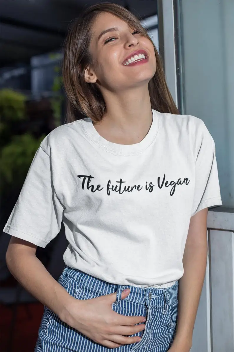 Женская хлопковая футболка с надписью The Future Is Vegan и goth Новое поступление размеры
