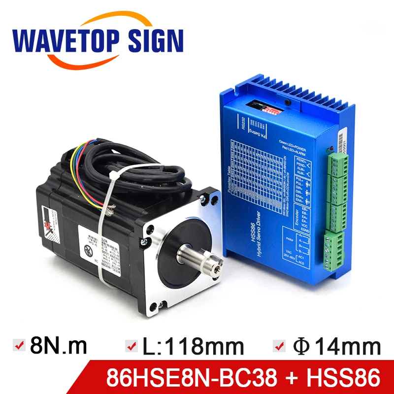 Драйвер шагового двигателя WaveTopSign NEMA 34 с замкнутым контуром HSS86 + мотор 86HSE8N BC38