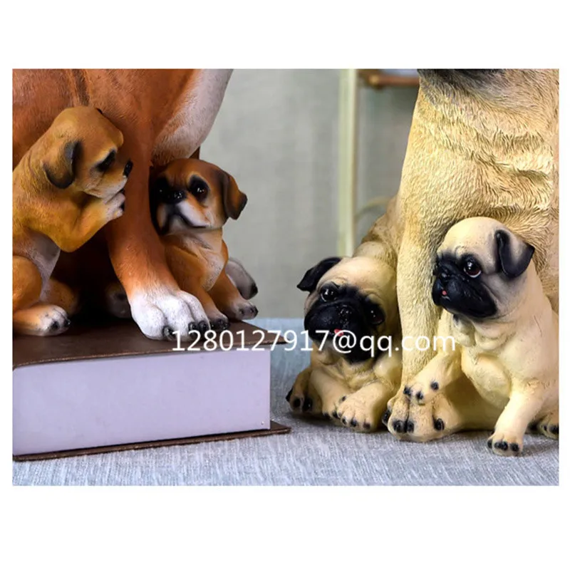 Милая статуя щенка имитация мопса боксеры креативный полимер домашний декор