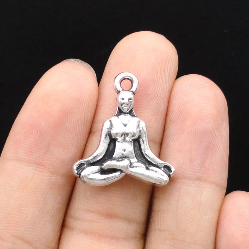 10 шт. античные серебряные подвески для йоги 24х21мм|charm pendant|yoga charmssilver charm pendant |