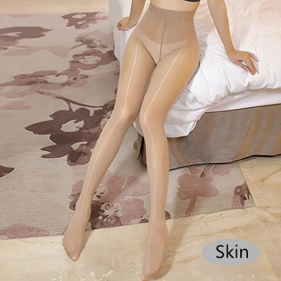 skin Новинка, 8D, сексуальные, с добавкой в промежность, масляные блестящие колготки для женщин, с высокой талией, прозрачные, волшебные чулки, гладкие, высокие, эластичные, глянцевые колготки - Цвет: skin