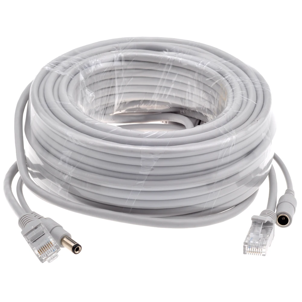 Кабель Ethernet SUCAM 5 м/10 м/15 м/20 м/30 м CAT5/CAT 5e серый кабель питания RJ45 + DC для ip камер NVR