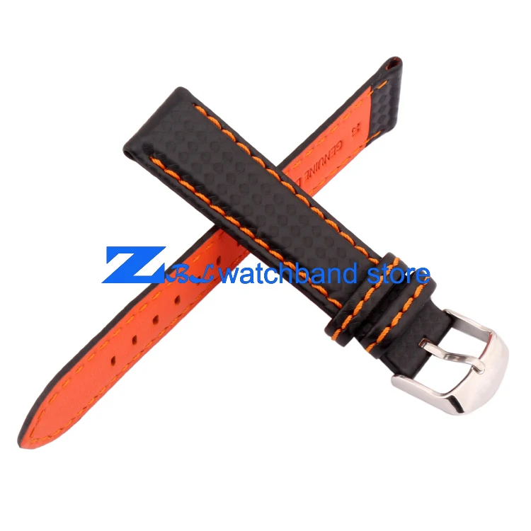 Ремешок из углеродного волокна для наручных часов сшитый оранжевый браслет