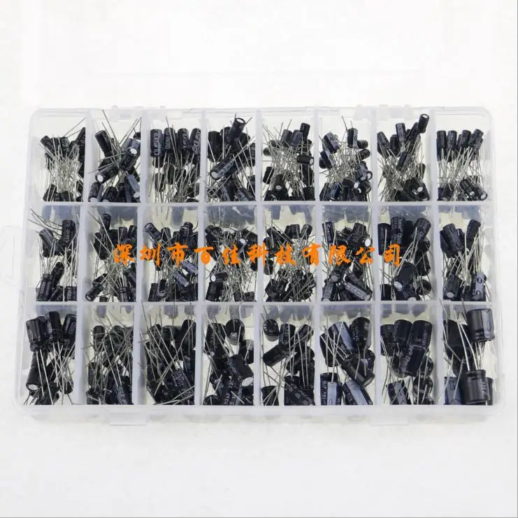 

24 specifications electrolytic capacitor sorting box kit range 0.1uF - 1000uF 500pcs