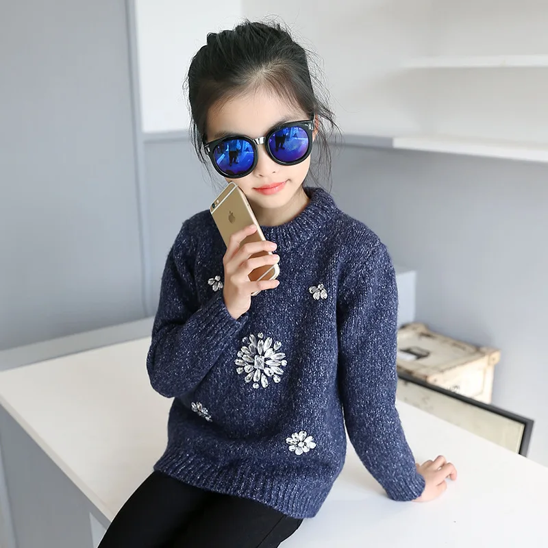 Детская осенняя коллекция 2017 модная Корейская футболка для девочек свитер с