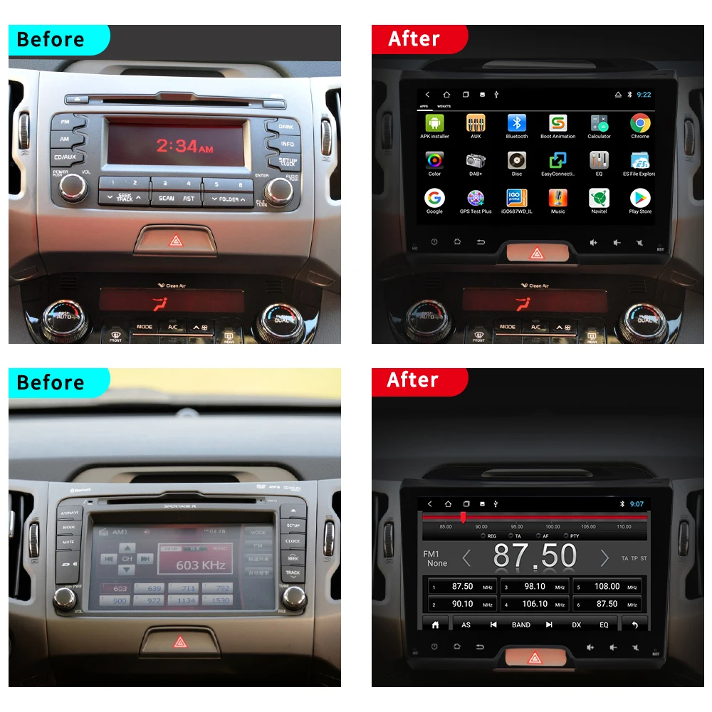 EKIY 2 Din Android 8,1 4 ядерный автомобильный DVD для KIA Sportage 2011 2012 2013 головное устройство gps стерео радио автомобильный мультимедийный плеер