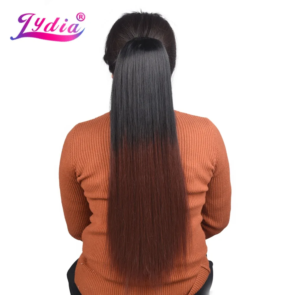 

Lydia Heat Resistant Synthetic 18"-24" Silky Straight Hair With Two Plastic Combs Ponytail Extensions All Colors Available