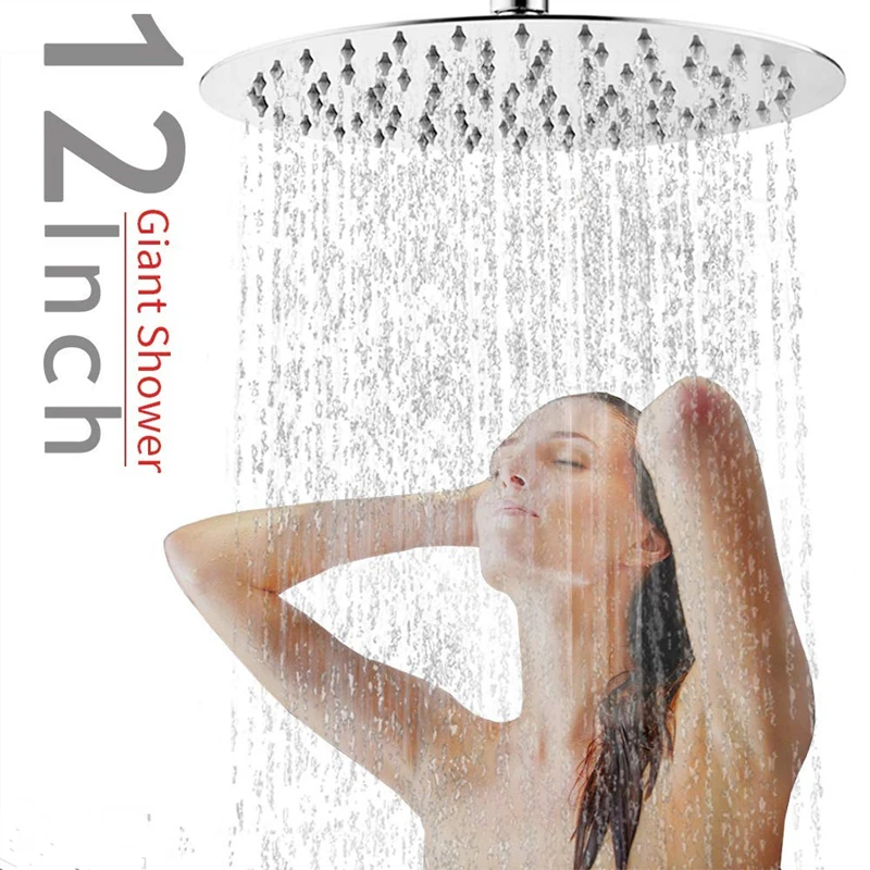 Hongdec Fixed Mount Stainless Steel round 12 inch Ultra Thin Rainfall Shower Head Chrome | Обустройство дома