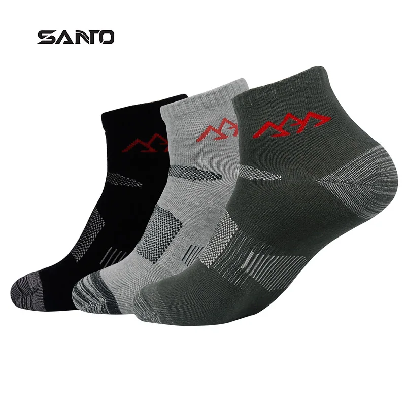SANTO, 3 пары, S002, спортивные мужские носки, спортивные, для велоспорта, спиннинга, тренировки, пешего туризма, уличная одежда для ног, впитывающие, дышащие, быстросохнущие - Цвет: Mix 3 Pairs