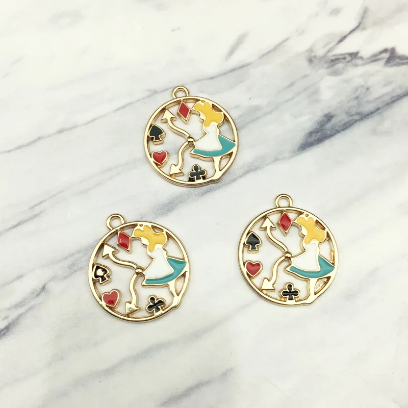 10 шт. металлические эмалевые подвески для девушки из кроличьей лисы и Алисы