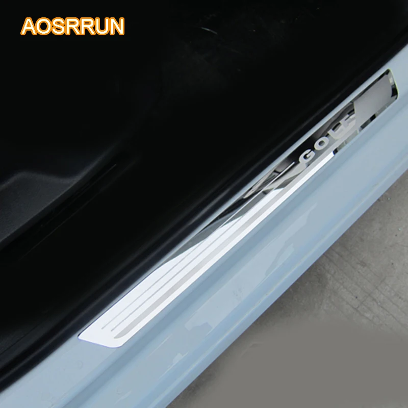AOSRRUN Накладка на порог из нержавеющей стали для автомобиля, аксессуары для Фольксваген Гольф 7 MK7 2013 4 шт. 1 комплект автомобиля