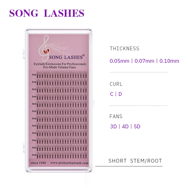 SONG LASHES 0,07 0,10 мм толщина предварительно сделанные веерные объемные веерные ресницы 3D 4D 5D с коротким стержнем объемные ресницы наращивание ресниц
