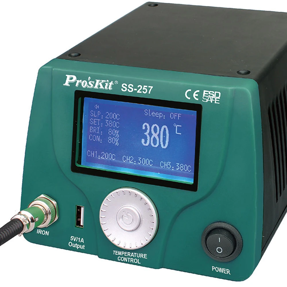 SS-257H Pro'sKit lcd Цифровая Интеллектуальная паяльная станция с контролем температуры Антистатическая Бессвинцовая электросварка