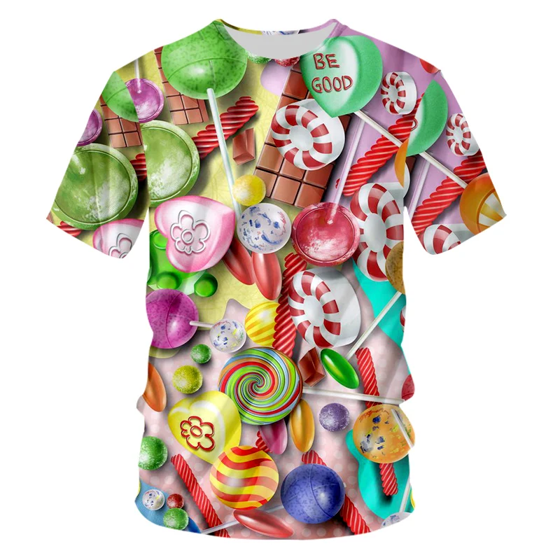 Мужская футболка UJWI с коротким рукавом 3D печать красочные конфеты одежда для пар