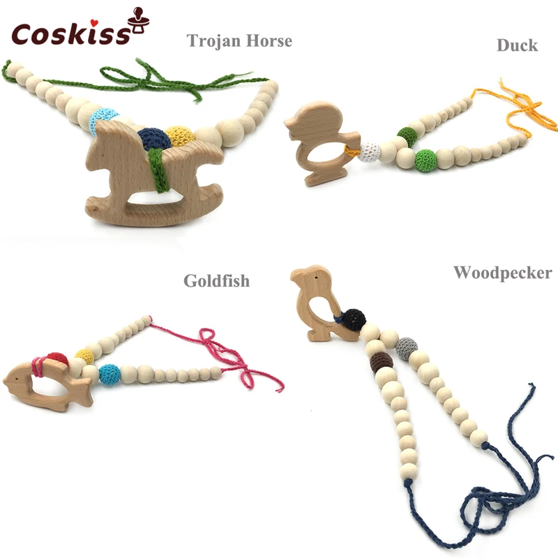 Вязаные бусы Детские Прорезыватели безопасные массивные для зубов деревянные