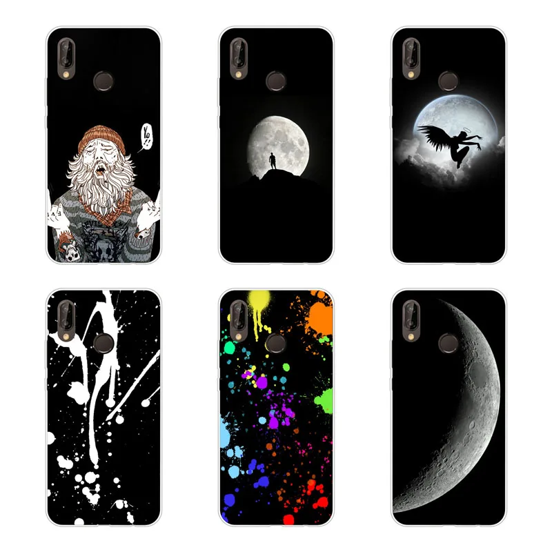 huawei P smart 2019 Case Silicon Black graffiti Painting Soft TPU Back Cover for Protect Phone cases shell |