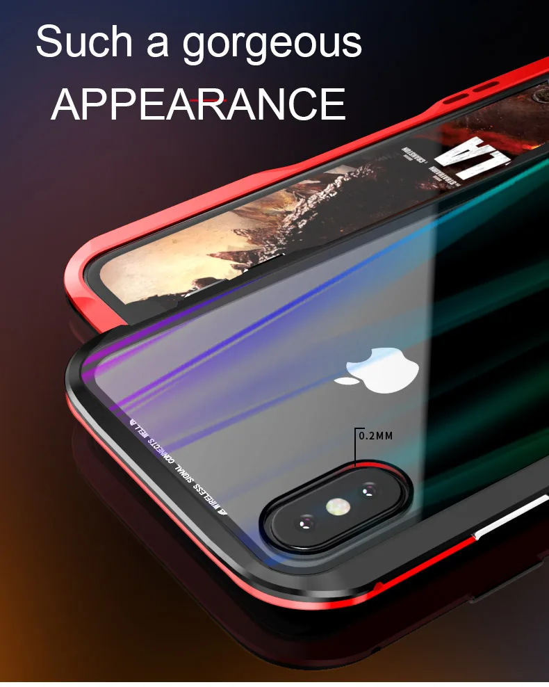 Magnetic Adsorption For iPhone XS Max Case Metal Hard Stained Glass Back Sheet Aluminum Frame Coque for iPhoneX XR Magnet |