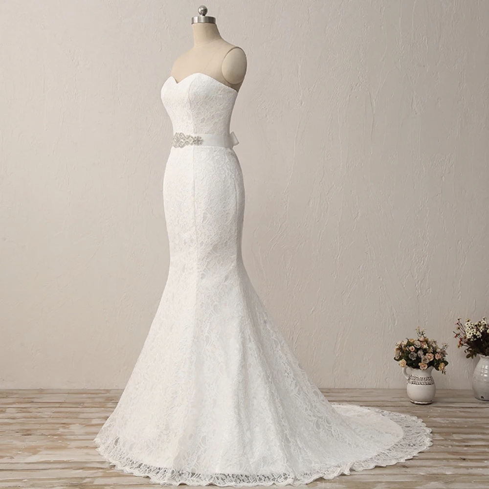 Fansmile Новое Simiple Mariage винтажное кружевное платье Русалка свадебное платье размера плюс подгонянное свадебное платье для невесты FSM-449M