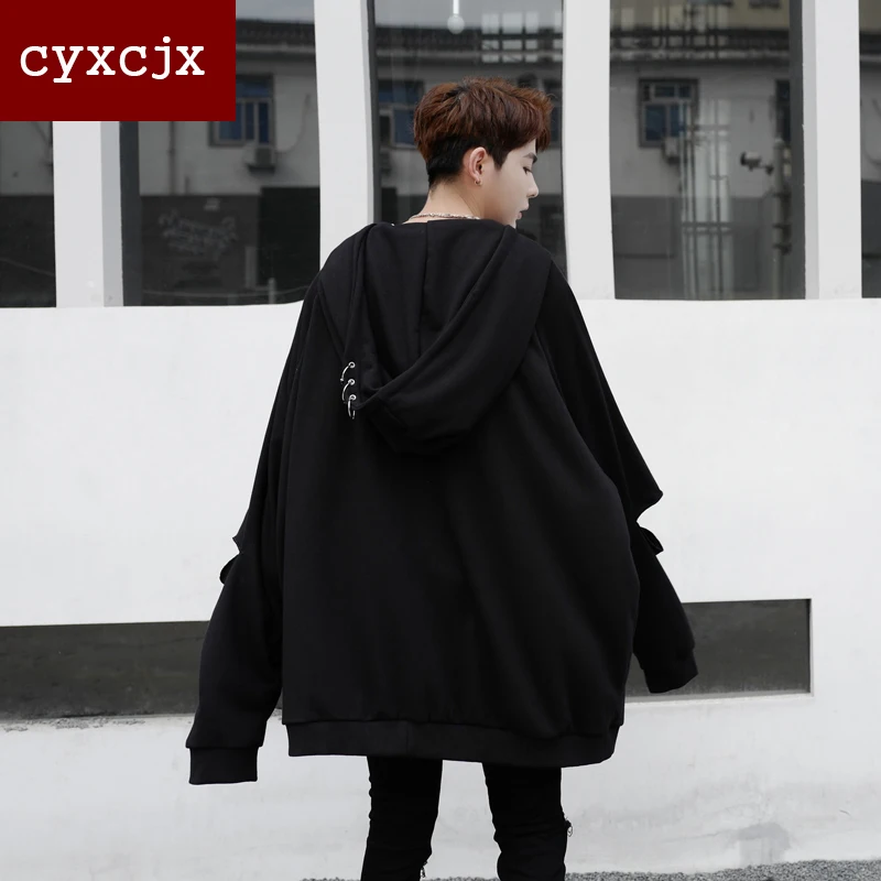 Осень 2017 г. человек одежда черный Толстовка личности свободно толстовка длинные