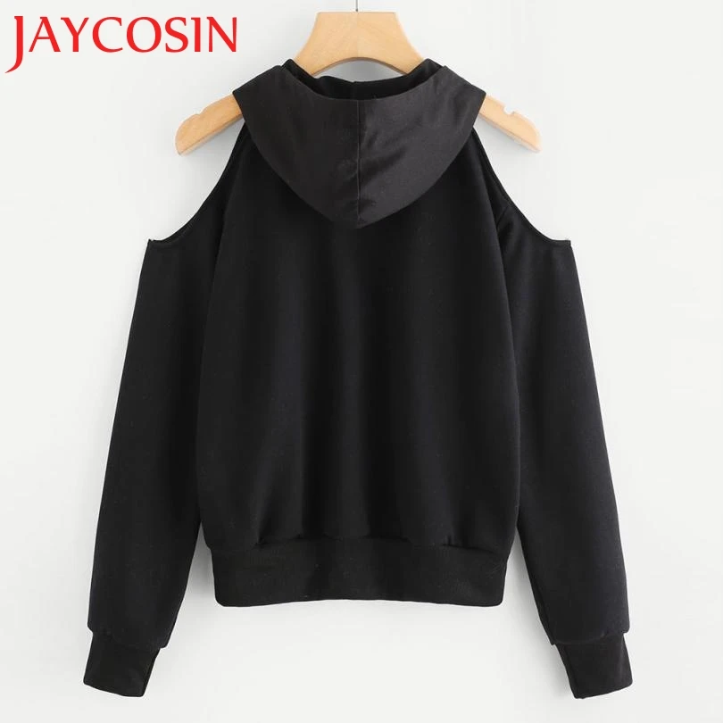 JAYCOSIN 2018 женский однотонный Повседневный свитер с длинными рукавами и открытыми