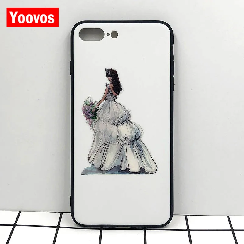 Yoovos мультфильм свадебные женские чехлы для IPhone 6 7 8 чехол Iphone 6/7/8 Plus X с ПК назад и