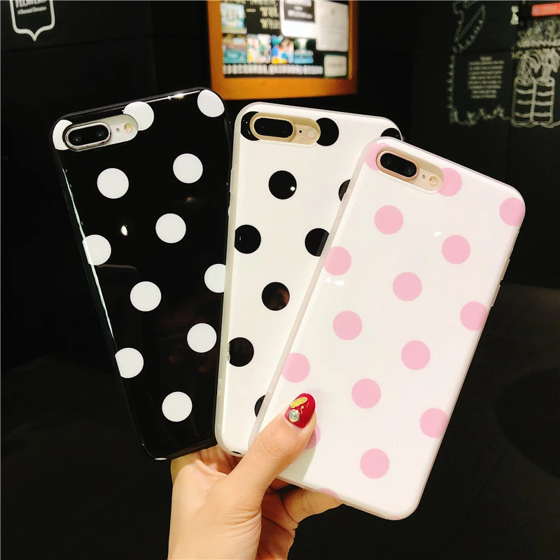 Для iPhone X элегантный горошек случаи и закаленного Стекло Экран пленка для 8 плюс 7