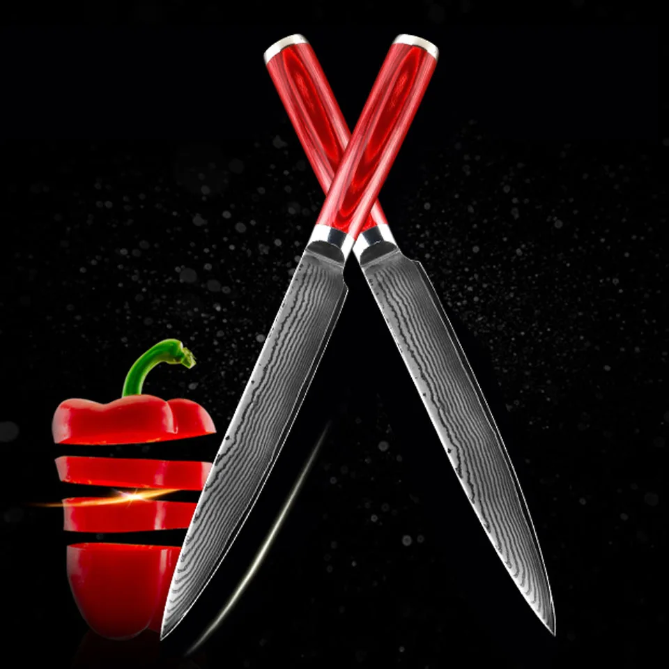 Новый клинок из дамасской стали FINDKING с цветной деревянной ручкой 8 дюймов 71 слоя