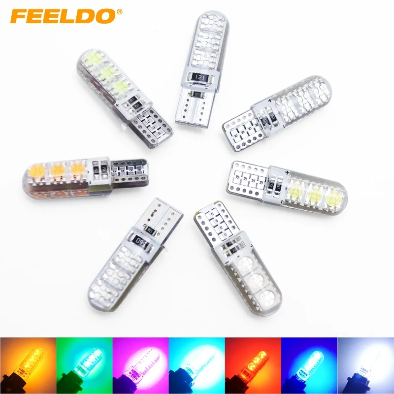 FEELDO 2 шт. T10 194 501 W5W 5050 6SMD автомобильные силиконосветодиодный светодиодные боковые