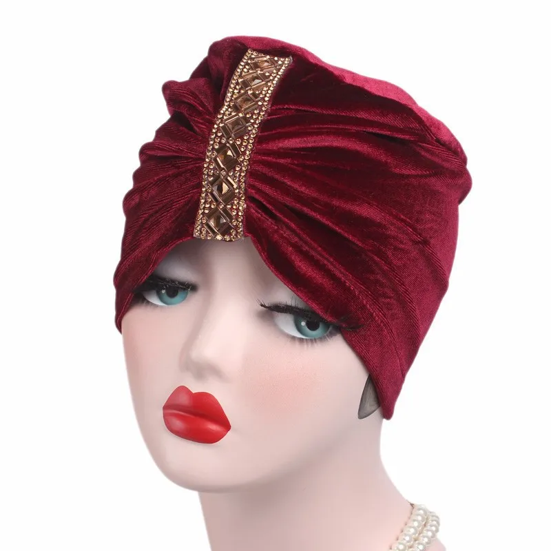 Женские шапки 2017 Новый стиль мягкая бархатная Кепка Химо тюрбан шапка Твердые