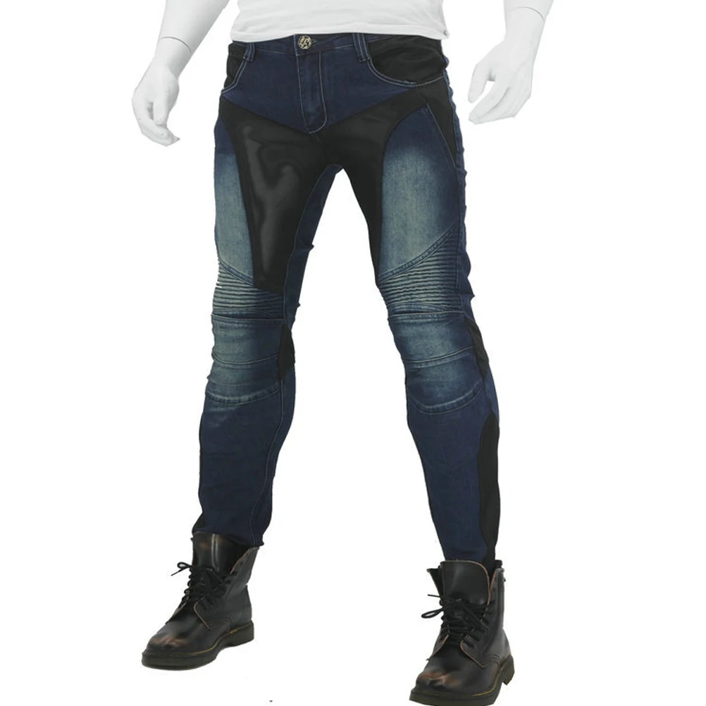 Мужские летние мотоциклетные брюки джинсы панталоны с 4 защитными накладками для