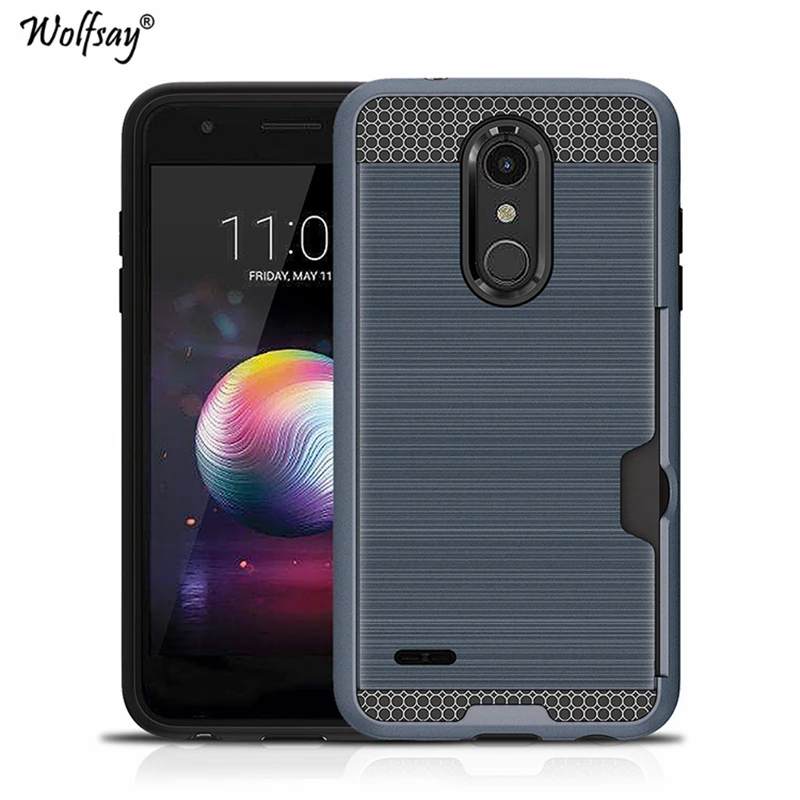sFor Funda LG K10 2018 Case Card Holder Cover Durable Brushed Armor Phone For Coque 5.3 inch | Мобильные телефоны и