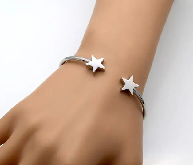 GNAYY золотой браслет из нержавеющей стали с пятиконечной звездой Открытый