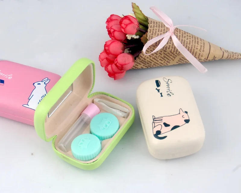 Чехол для контактных линз LIUSVENTINA портативный кожаный футляр с зеркалом цветных