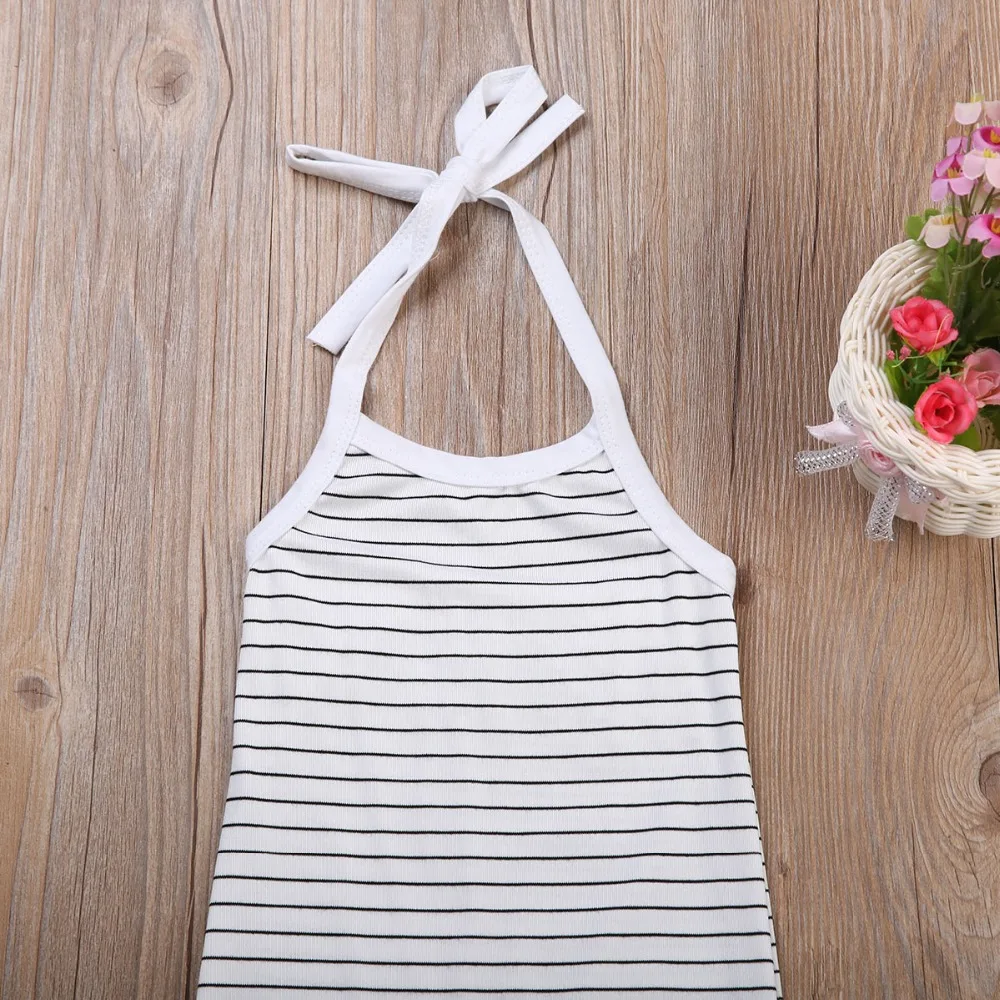 Детская летняя одежда комбинезон в полоску для новорожденных девочек и