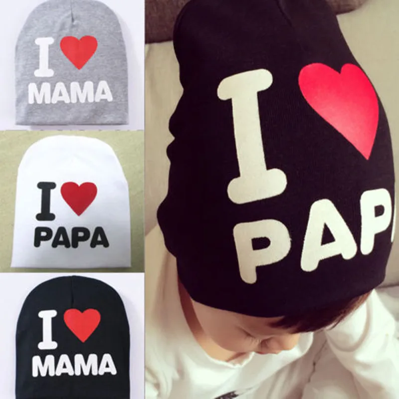 Baby Spring Autumn Winter Cute Hats Toddler Kids Knitted Letter Print I Love Mama Papa Caps Boys Girls Beanies Accessories|Мужская Skullies &