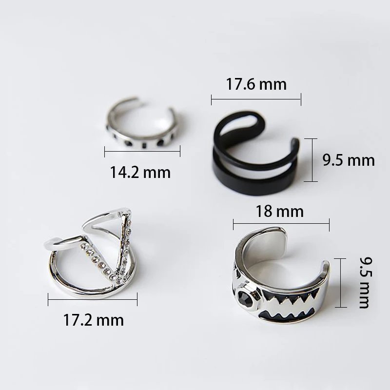 JZTOP 4 шт./лот Ретро стиль черный v образный вырез Кристальные кольца женские модные