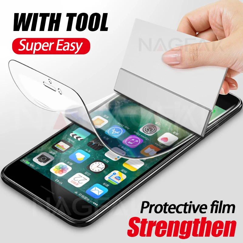 NAGFAK 0 15 мм Гидрогелевая Мембрана пленка для iPhone 8 7 Plus 6 6s X с инструментом Защитная
